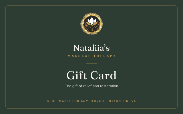 Nataliia's Massage Therapy digital gift certificate — delivered to your recipient by email
