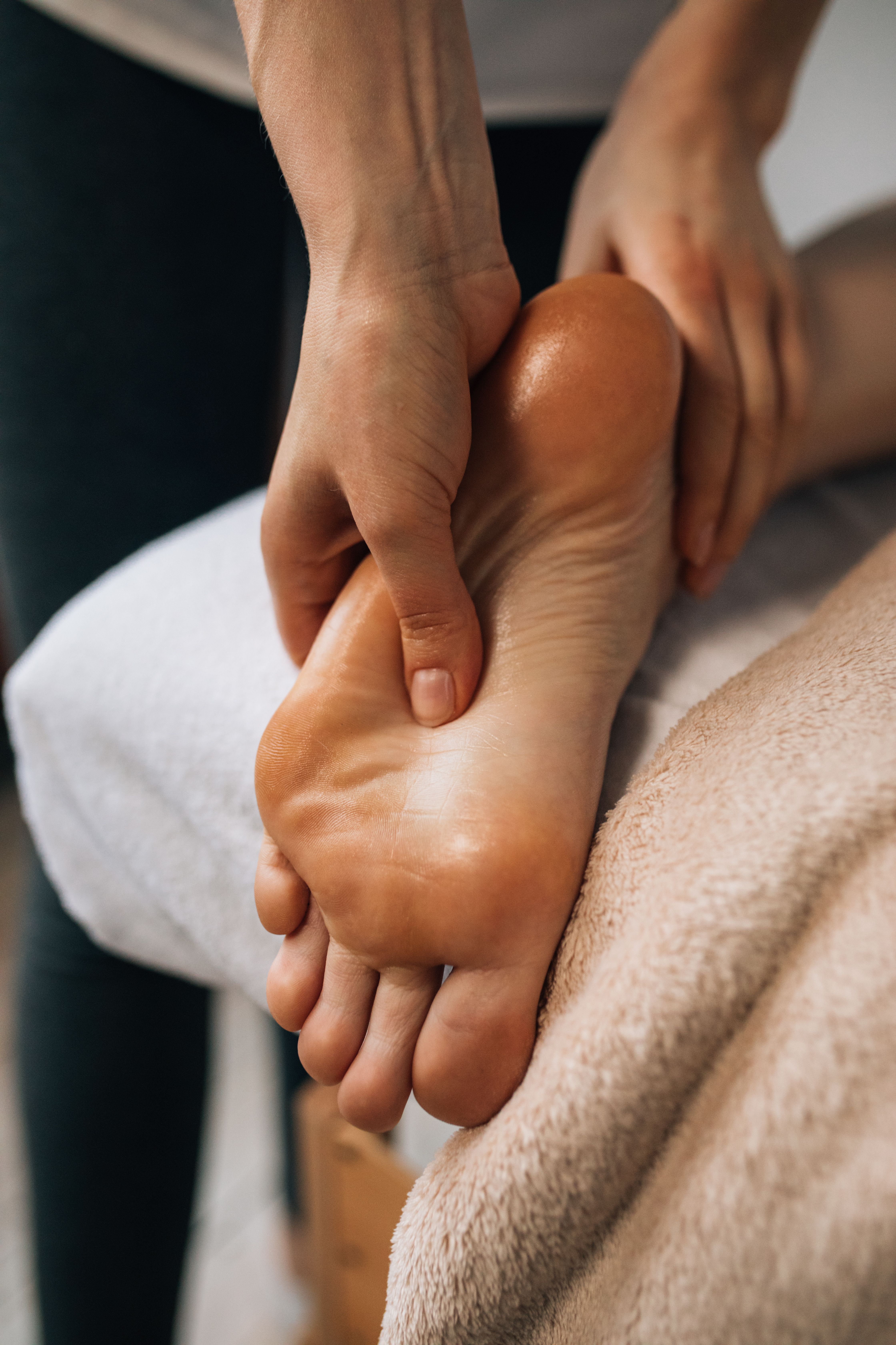 real photo of reflexology foot work in the studio